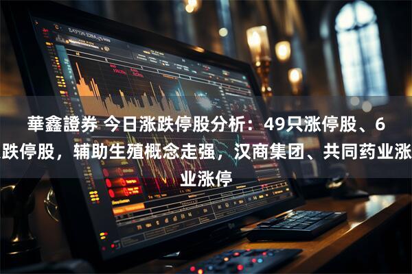 華鑫證券 今日涨跌停股分析：49只涨停股、6只跌停股，辅助生殖概念走强，汉商集团、共同药业涨停