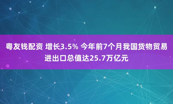 粤友钱配资 增长3.5% 今年前7个月我国货物贸易进出口总值达25.7万亿元